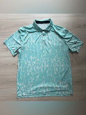 Nike Men’s Golf Light Teal Pixel-Print Dri-FIT Polo